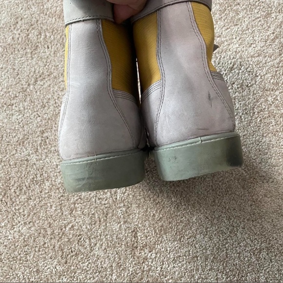 Timberland Yellow Panel Gray Leather Boots with Mint Soles main image 7